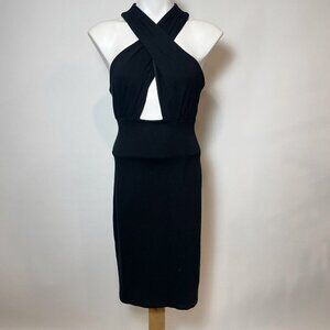Mara Hoffman Womens Ponte Front Criss Cross Midi Bodycon Dress Black M Cut-out